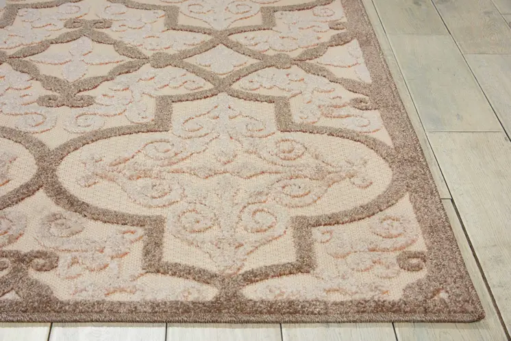 4' X 6' Cream Beige And Brown Trellis Indoor Outdoor Area Rug