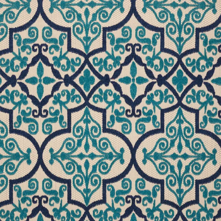 5' X 8' Navy Blue And Ivory Trellis Indoor Outdoor Area Rug