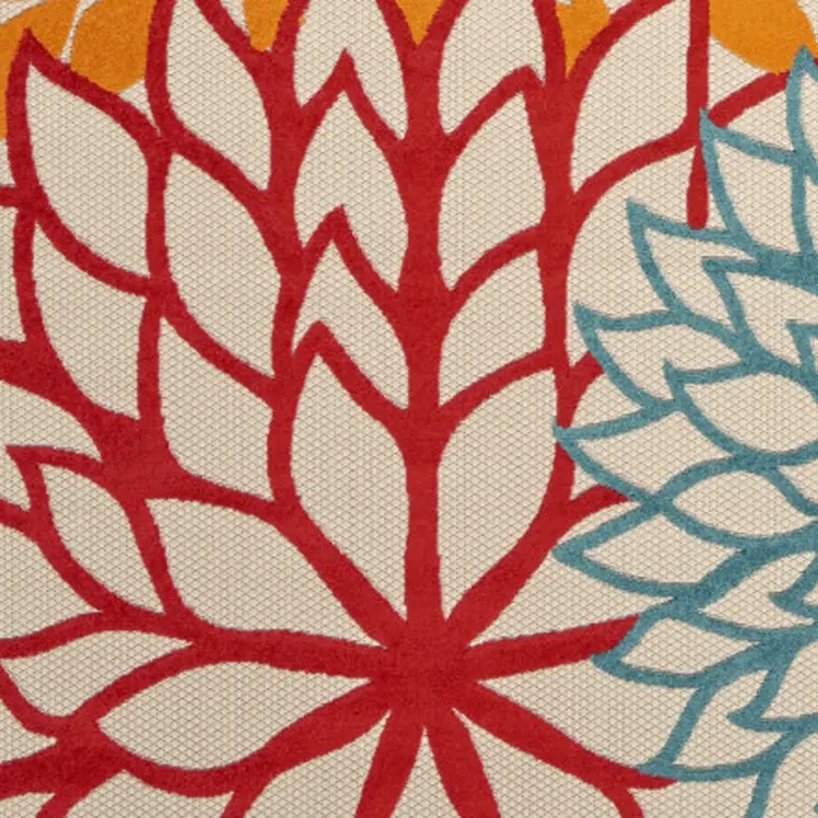 6' X 9' Ivory Yellow Orange Green And Blue Floral Indoor Outdoor Area Rug