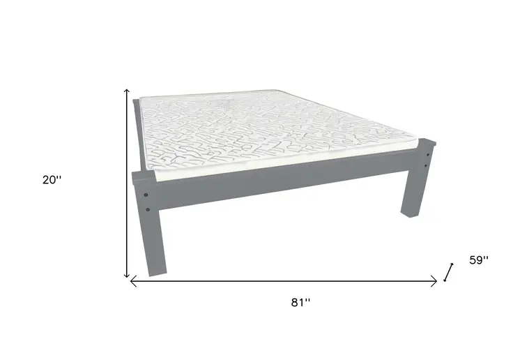 Gray Solid Wood Full Bed Frame