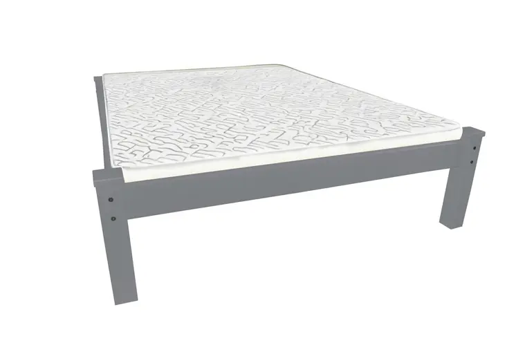 Gray Solid Wood Full Bed Frame