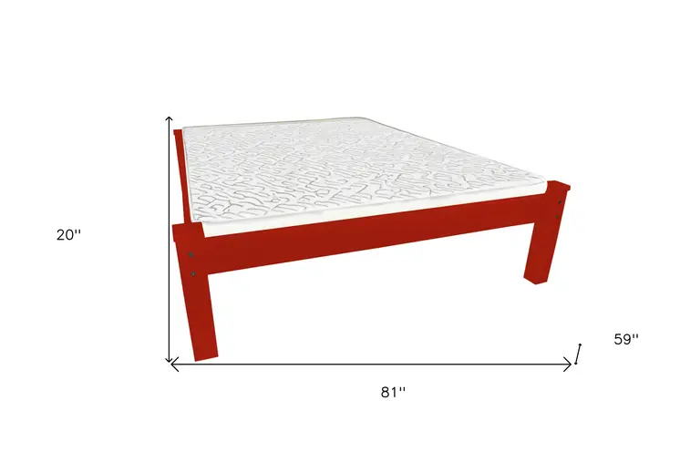Red Solid Wood Full Bed Frame