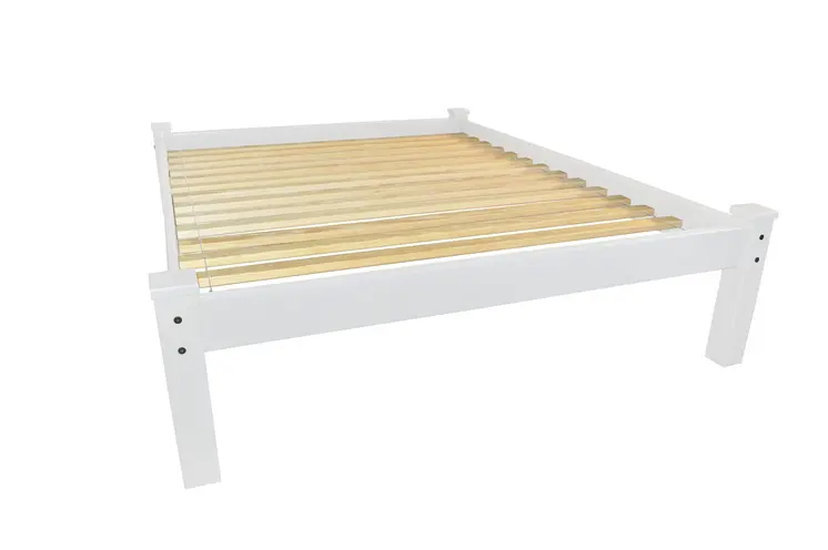 White Solid Wood Full Bed Frame