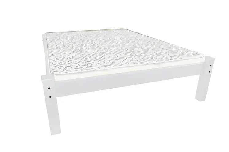 White Solid Wood Full Bed Frame