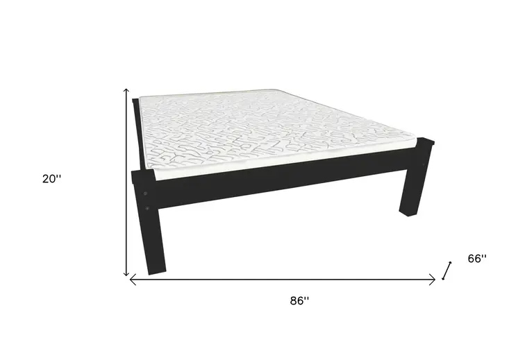 Black Solid Wood Queen Bed Frame
