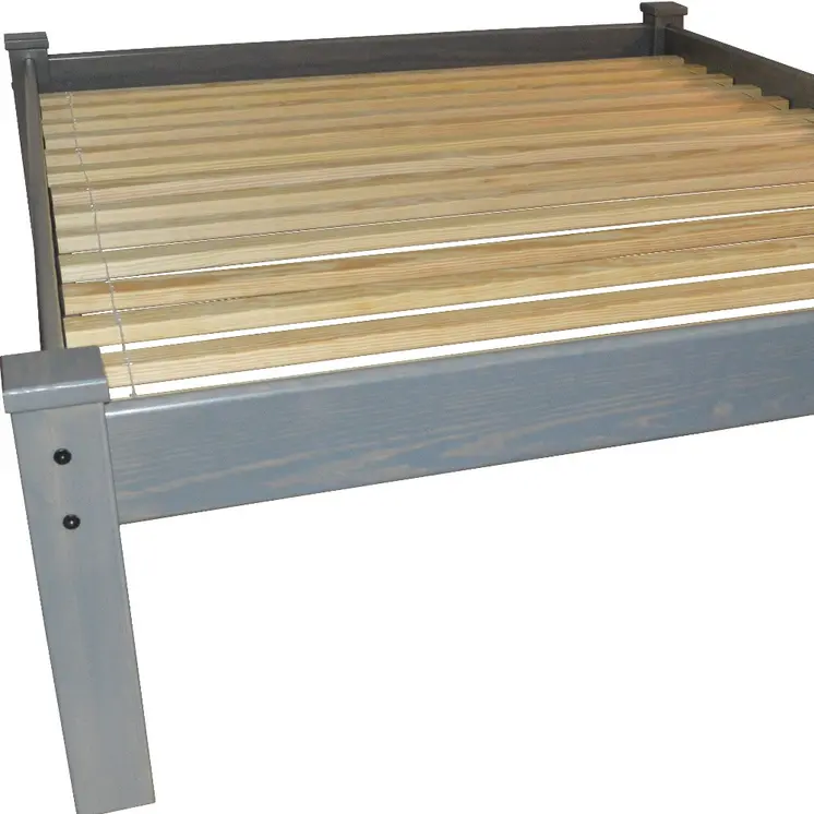 Gray Solid Wood Queen Bed Frame