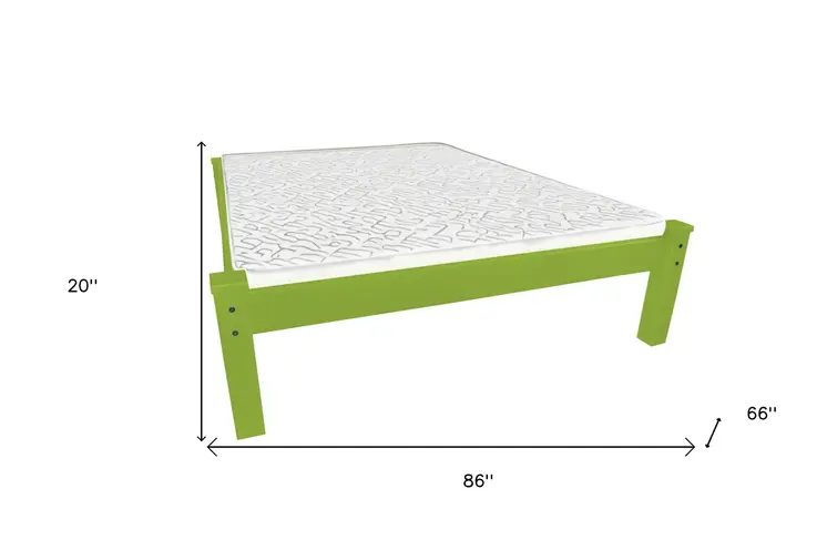 Lime Green Solid Wood Queen Bed Frame