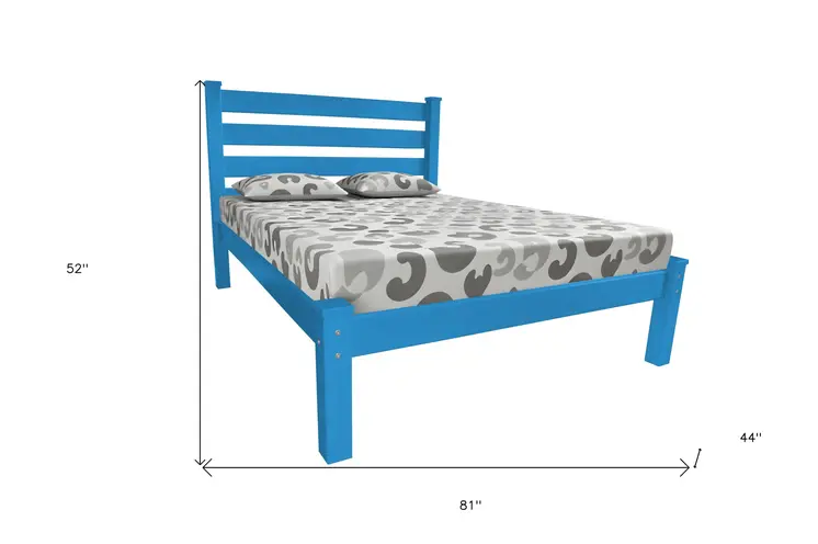 Caribbean Blue Solid Wood Twin Bed Frame