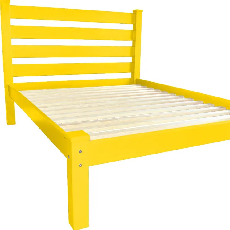 Canary Yellow Solid Wood Full Bed Frame