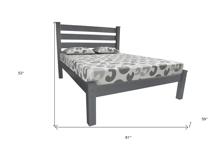 Gray Solid Wood Full Bed Frame