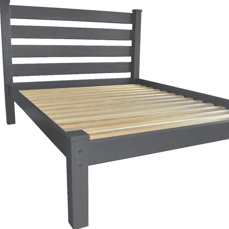 Gray Solid Wood Full Bed Frame