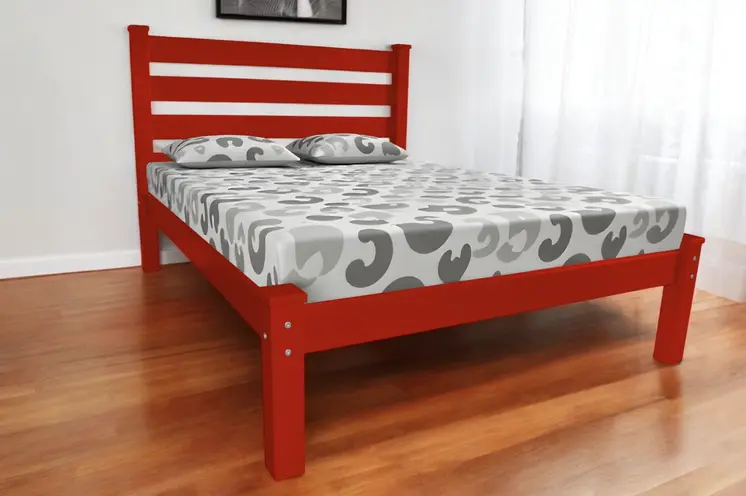 Red Solid Wood Full Bed Frame