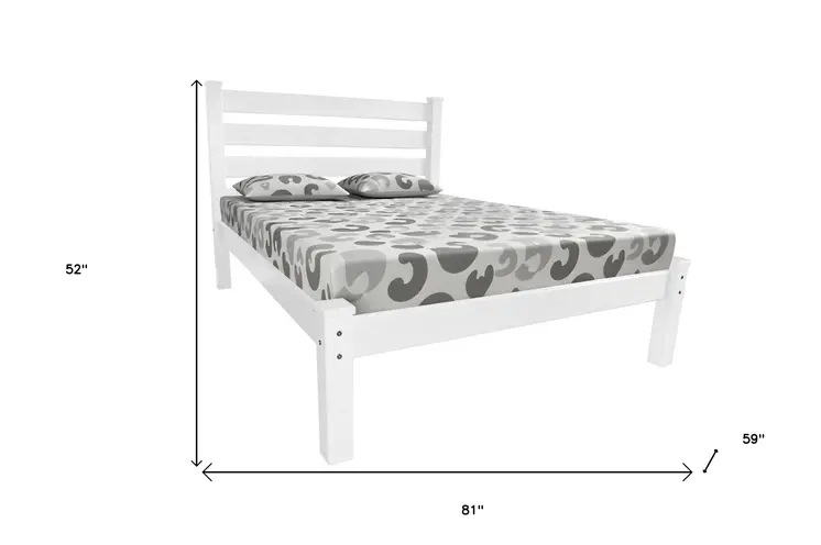 White Solid Wood Full Bed Frame