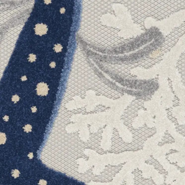 6' X 9' Navy Blue And Gray Starfish Indoor Outdoor Area Rug
