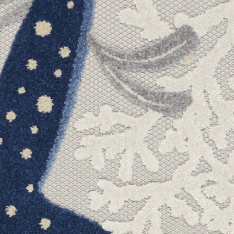 4' X 6' Navy Blue And Gray Starfish Indoor Outdoor Area Rug