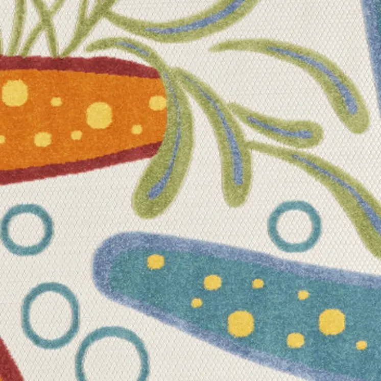 8' Blue Yellow And Orange Round Starfish Indoor Outdoor Area Rug