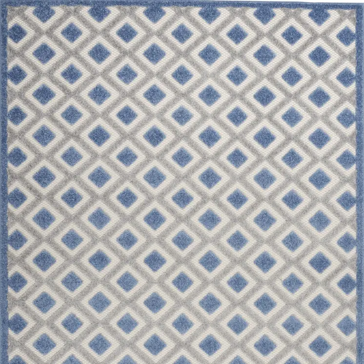6' X 9' Blue And Gray Geometric Indoor Outdoor Area Rug