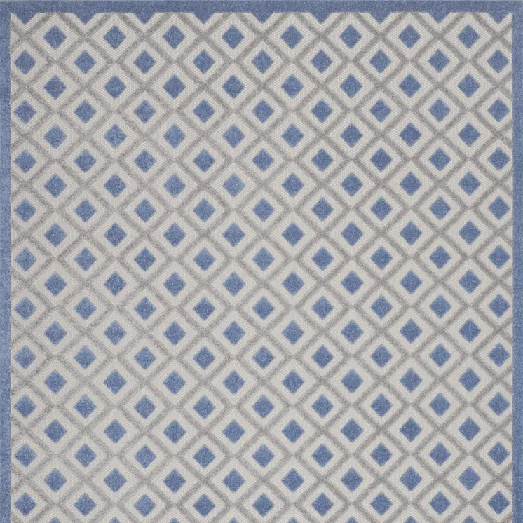 8' X 11' Blue And Gray Geometric Indoor Outdoor Area Rug