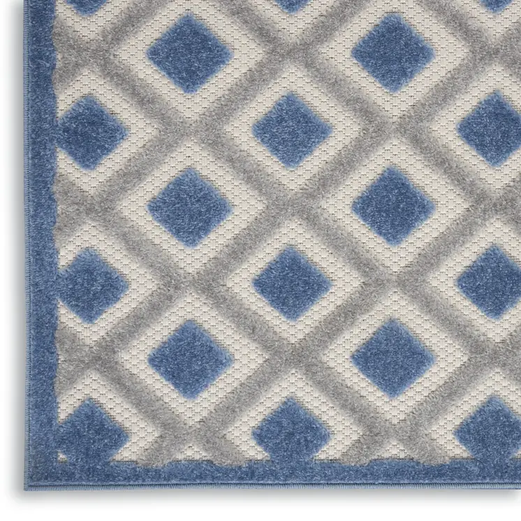 8' X 11' Blue And Gray Geometric Indoor Outdoor Area Rug