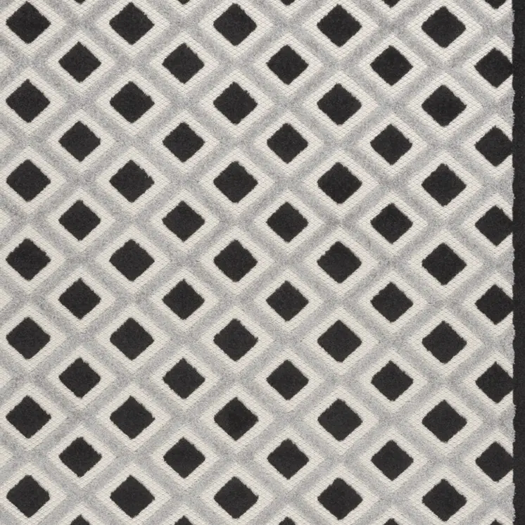 4' X 6' Black And White Geometric Indoor Outdoor Area Rug