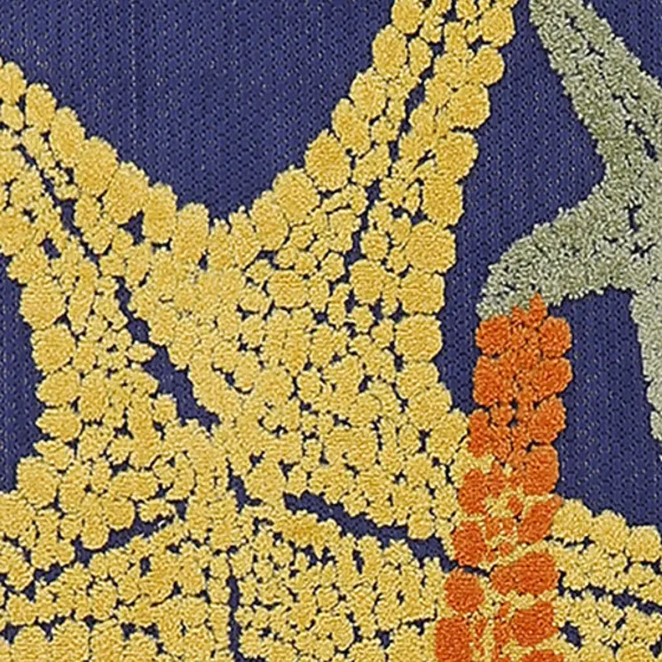 6' Blue Yellow And Orange Starfish Indoor Outdoor Runner Rug