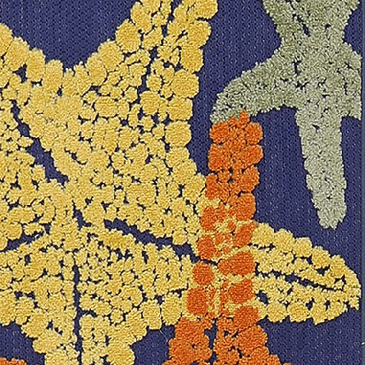 8' Blue Yellow And Orange Starfish Indoor Outdoor Runner Rug