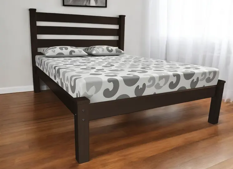 Brown Solid Wood Queen Bed Frame