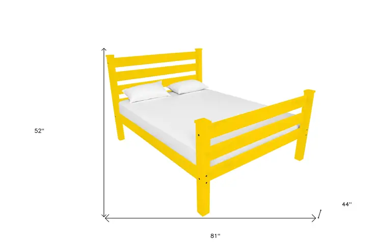 Canary Yellow Solid Wood Twin Bed Frame