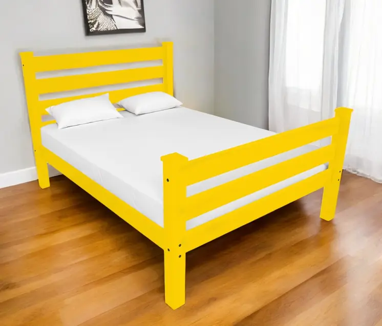 Canary Yellow Solid Wood Twin Bed Frame