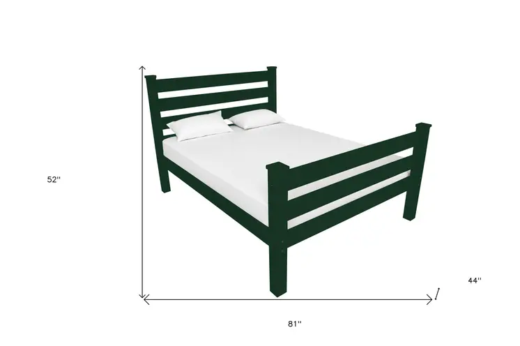 Dark Green Solid Wood Twin Bed Frame