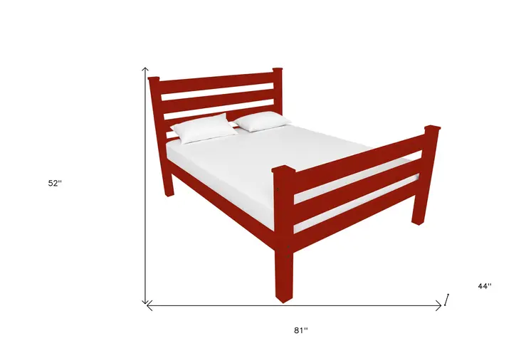 Red Solid Wood Twin Bed Frame
