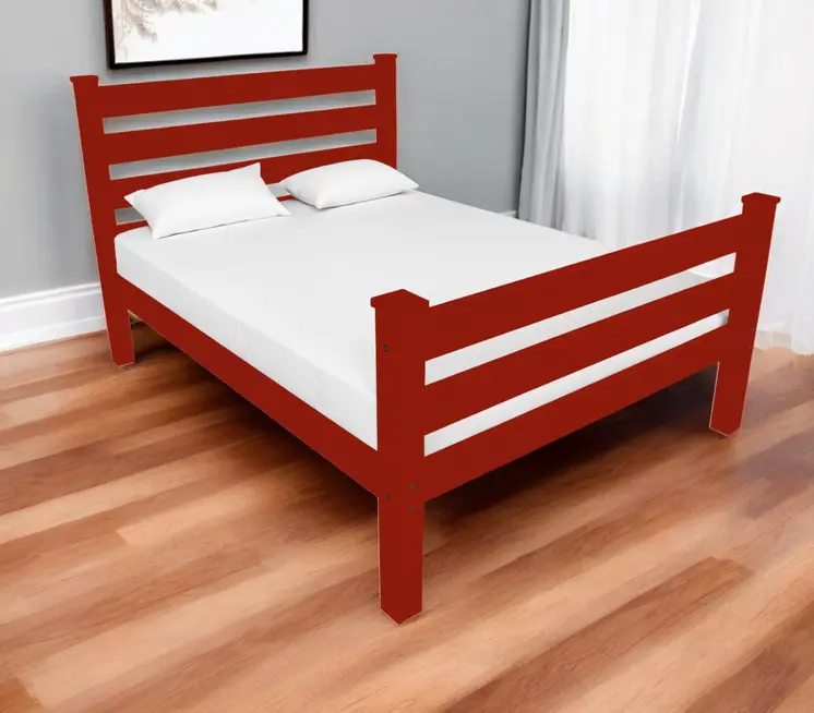 Red Solid Wood Twin Bed Frame