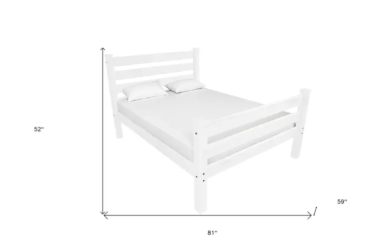 White Solid Wood Full Bed Frame