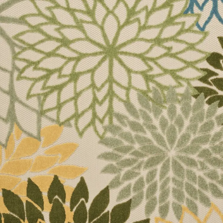 5' X 8' Green Yellow And Blue Floral Indoor Outdoor Area Rug