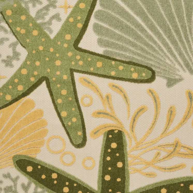 5' X 8' Green Yellow And Blue Starfish Indoor Outdoor Area Rug