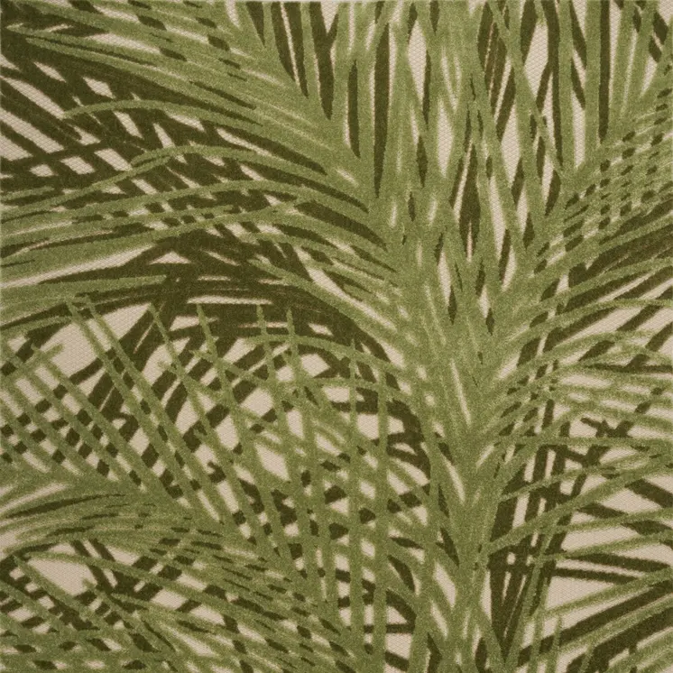 5' X 8' Ivory And Green Palm Leaf Indoor Outdoor Area Rug