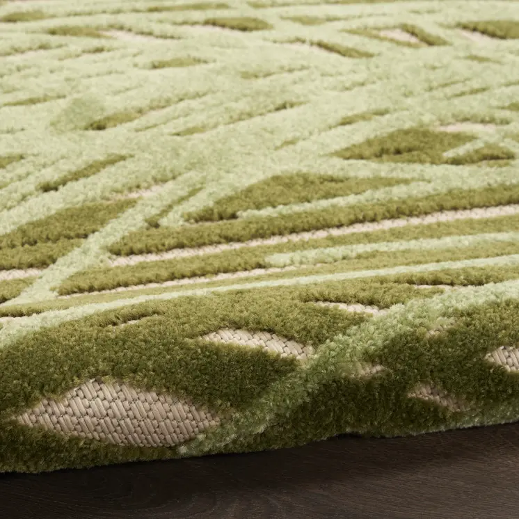 5' X 8' Ivory And Green Palm Leaf Indoor Outdoor Area Rug