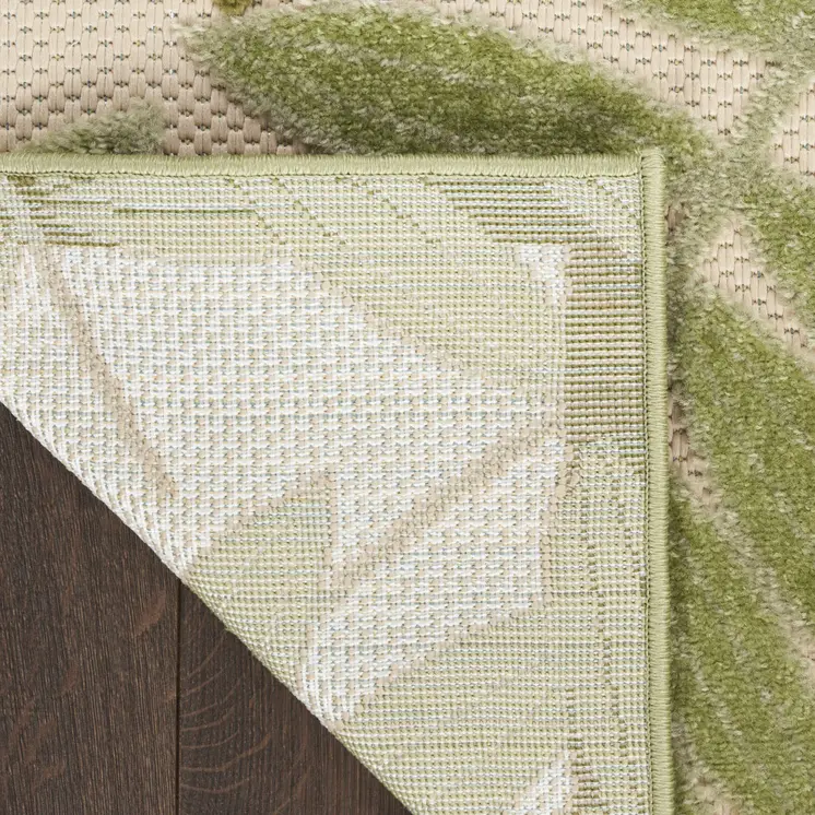 6' X 9' Ivory And Green Palm Leaf Indoor Outdoor Area Rug