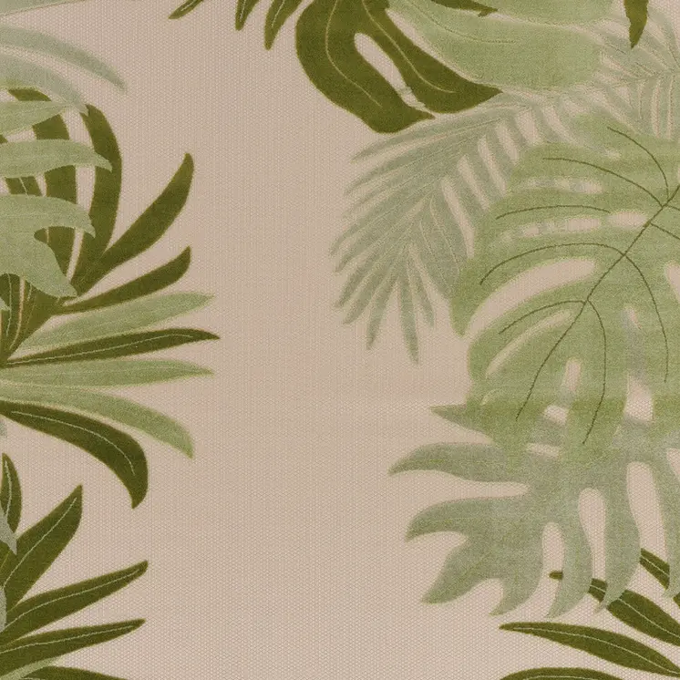 8' X 11' Ivory And Green Palm Leaf Indoor Outdoor Area Rug