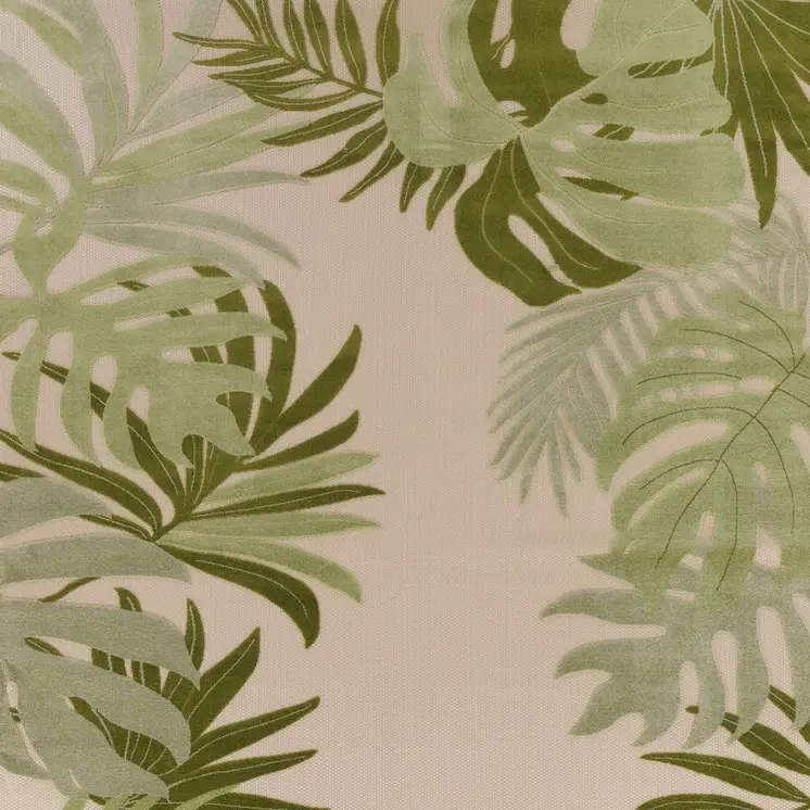 8' X 11' Ivory And Green Palm Leaf Indoor Outdoor Area Rug