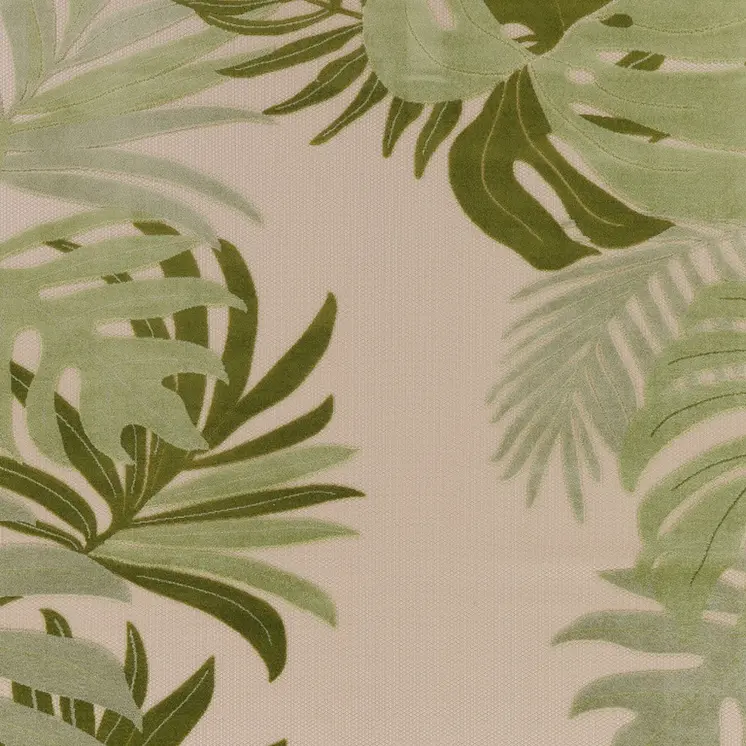 10' X 14' Ivory And Green Palm Leaf Indoor Outdoor Area Rug