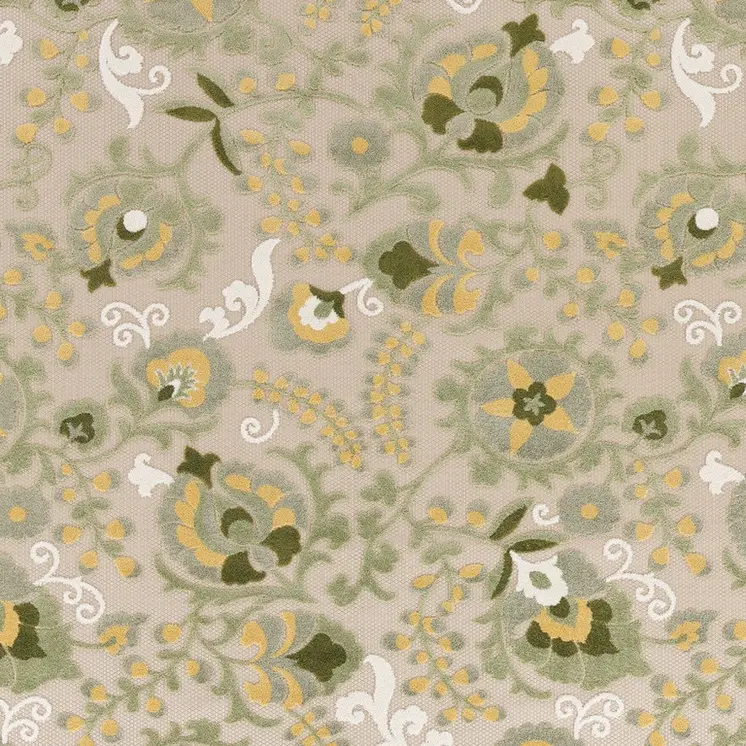 9' X 12' Ivory Green And Yellow Floral Indoor Outdoor Area Rug