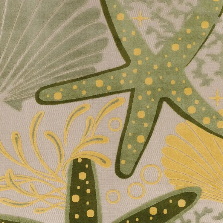 12' X 15' Green Blue Yellow And Dark Green Starfish Indoor Outdoor Area Rug