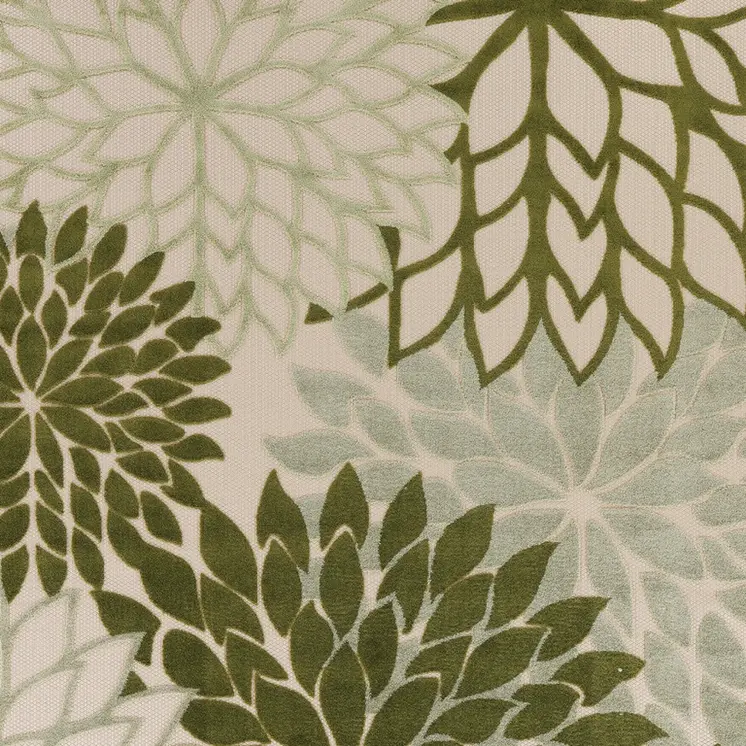 12' X 15' Ivory And Green Floral Indoor Outdoor Area Rug