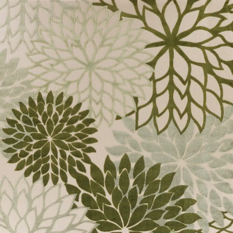 12' X 15' Ivory And Green Floral Indoor Outdoor Area Rug