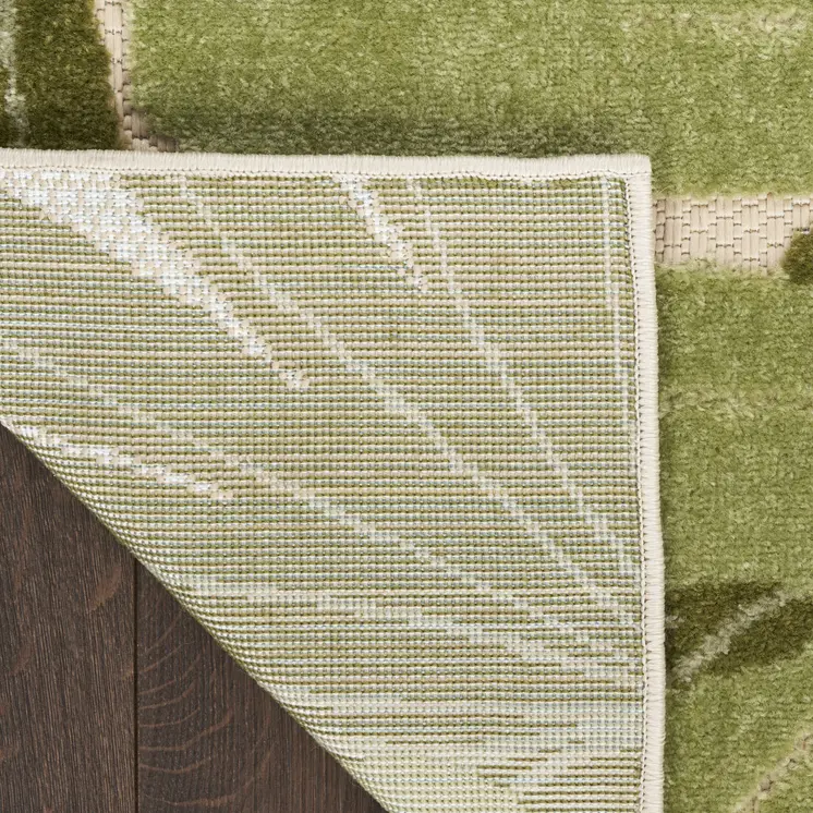 12' X 15' Ivory And Green Palm Leaf Indoor Outdoor Area Rug