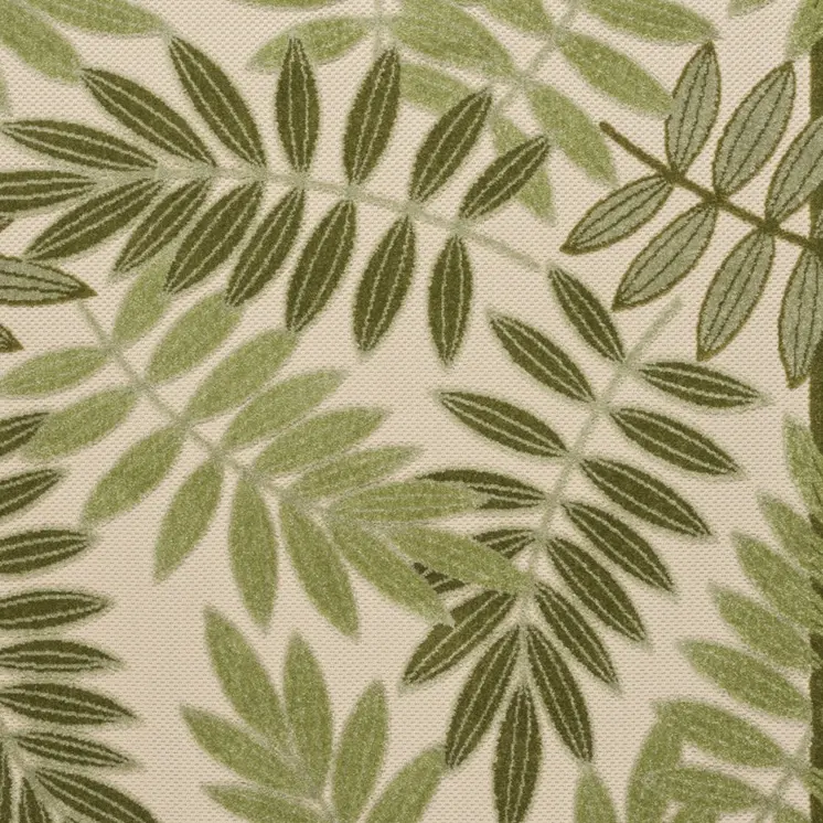 4' X 6' Ivory And Green Palm Leaf Indoor Outdoor Area Rug