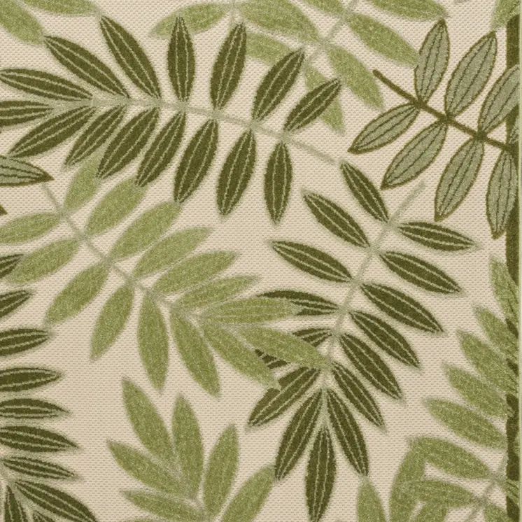 4' X 6' Ivory And Green Palm Leaf Indoor Outdoor Area Rug
