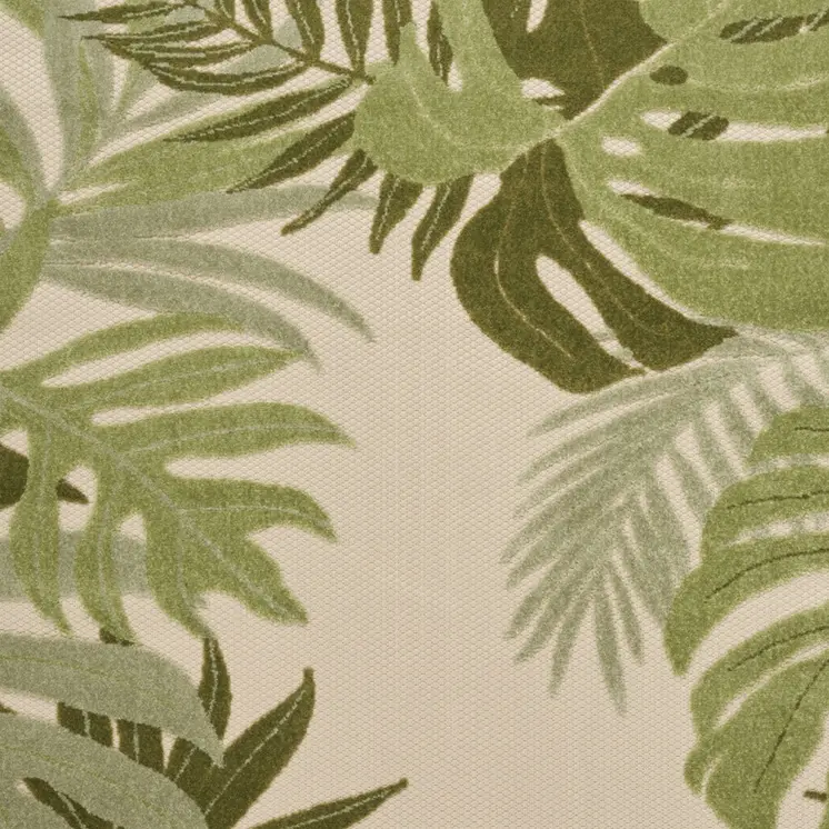 4' X 6' Ivory And Green Palm Leaf Indoor Outdoor Area Rug