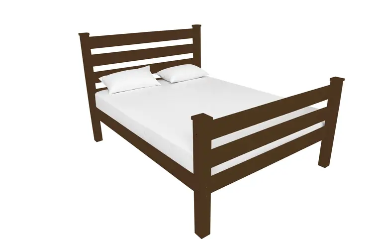 Coffee Solid Wood Queen Bed Frame